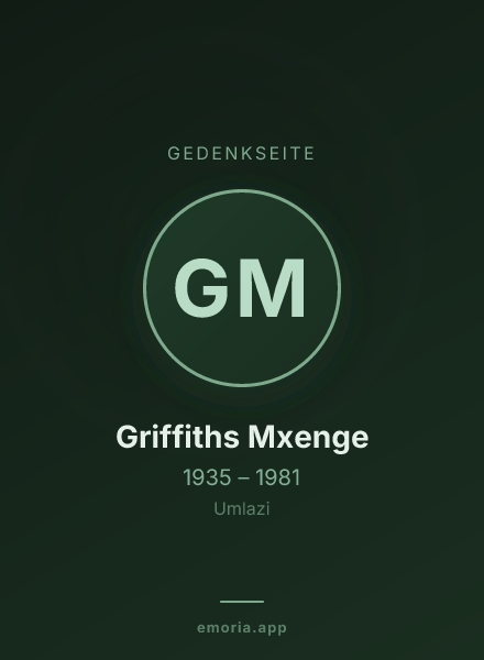 Gedenkportrait von Griffiths Mxenge