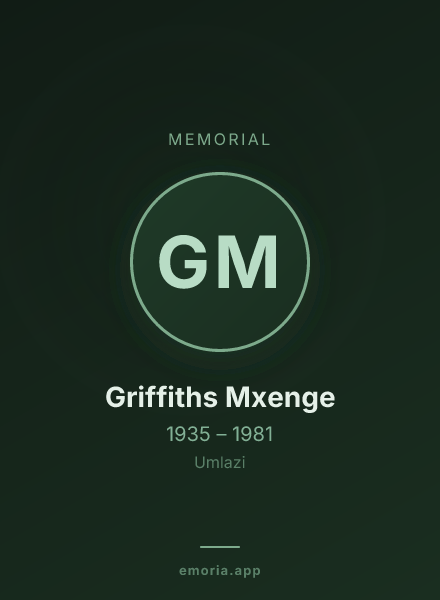 Memorial portrait of Griffiths Mxenge