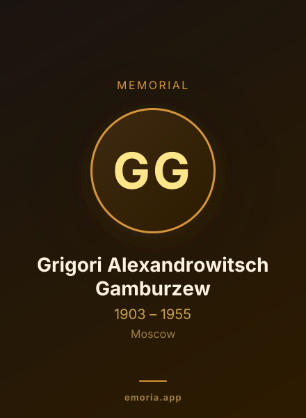 Memorial portrait of Grigori Alexandrowitsch Gamburzew
