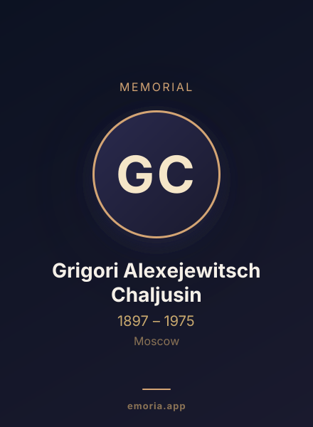 Memorial portrait of Grigori Alexejewitsch Chaljusin
