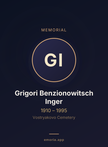 Memorial portrait of Grigori Benzionowitsch Inger