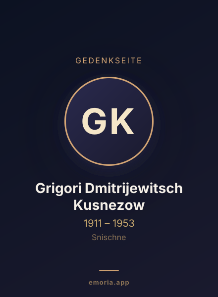 Gedenkportrait von Grigori Dmitrijewitsch Kusnezow