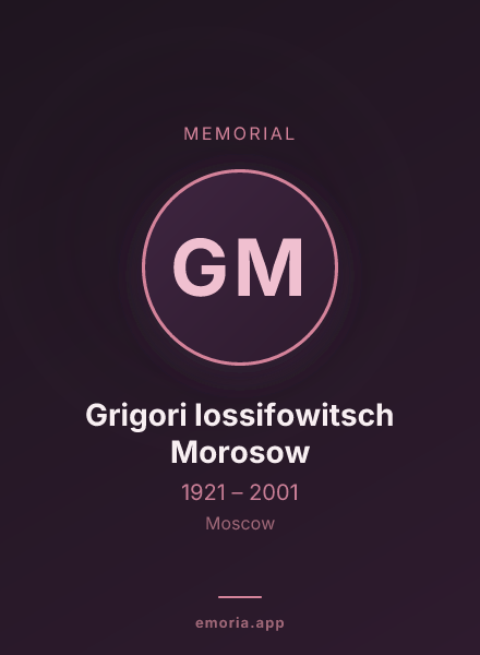 Memorial portrait of Grigori Iossifowitsch Morosow
