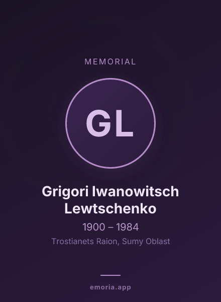 Memorial portrait of Grigori Iwanowitsch Lewtschenko