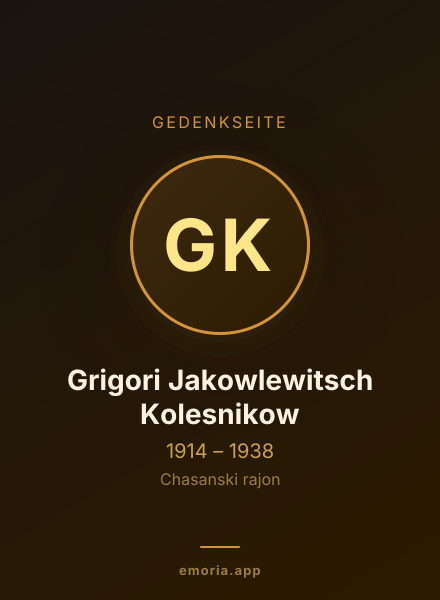 Gedenkportrait von Grigori Jakowlewitsch Kolesnikow