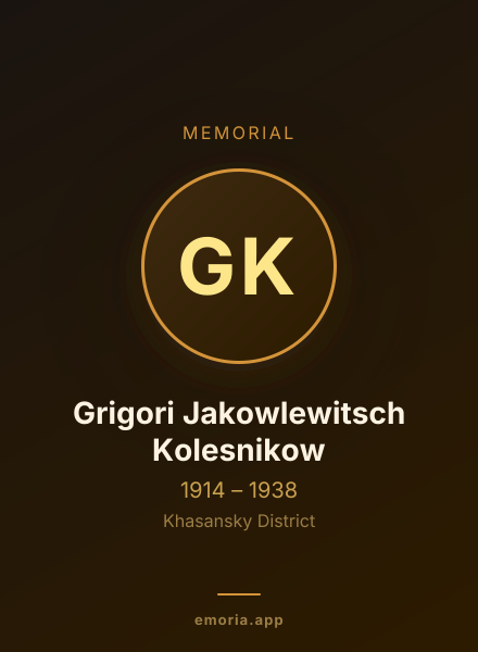Memorial portrait of Grigori Jakowlewitsch Kolesnikow