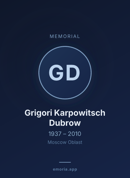 Memorial portrait of Grigori Karpowitsch Dubrow