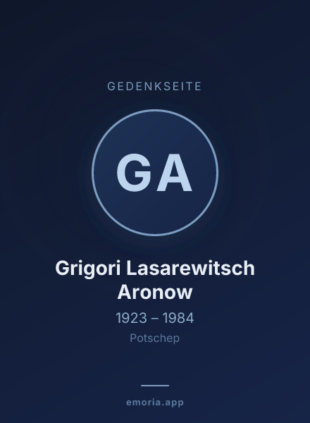 Gedenkportrait von Grigori Lasarewitsch Aronow