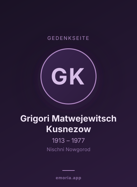 Gedenkportrait von Grigori Matwejewitsch Kusnezow