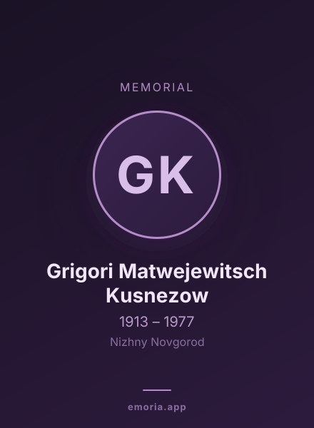 Memorial portrait of Grigori Matwejewitsch Kusnezow