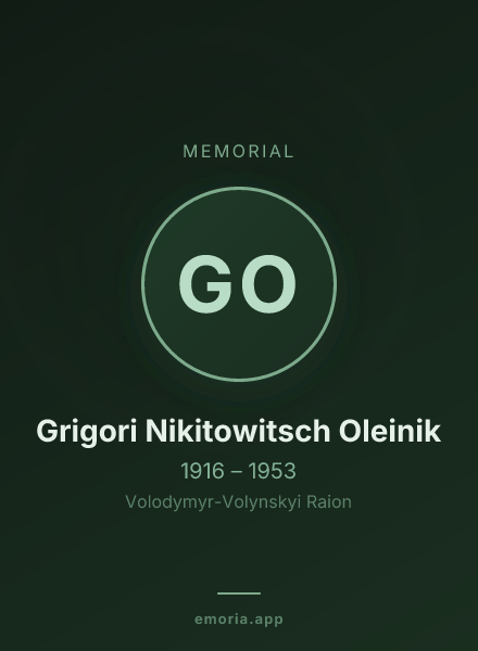 Memorial portrait of Grigori Nikitowitsch Oleinik