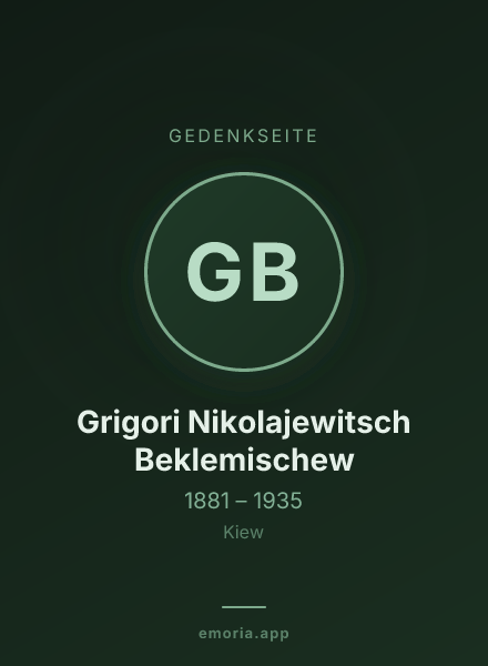 Gedenkportrait von Grigori Nikolajewitsch Beklemischew