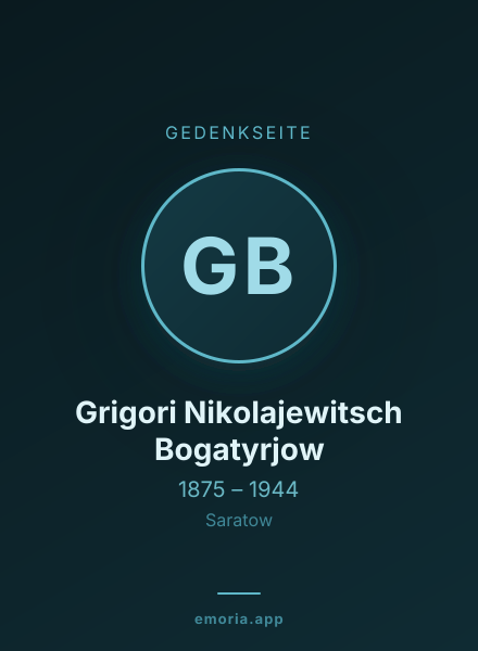Gedenkportrait von Grigori Nikolajewitsch Bogatyrjow