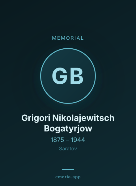 Memorial portrait of Grigori Nikolajewitsch Bogatyrjow
