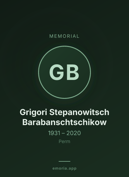 Memorial portrait of Grigori Stepanowitsch Barabanschtschikow