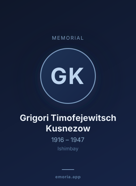 Memorial portrait of Grigori Timofejewitsch Kusnezow