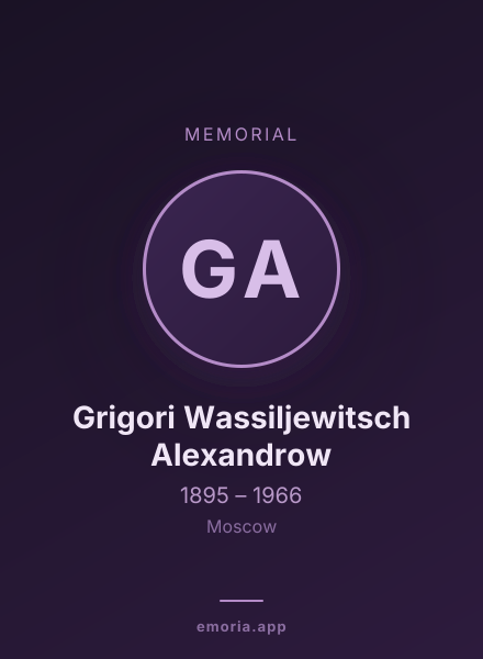 Memorial portrait of Grigori Wassiljewitsch Alexandrow