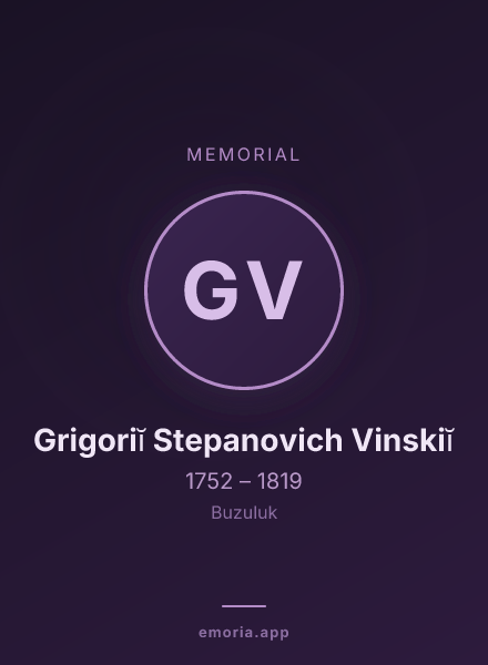 Memorial portrait of Grigoriĭ Stepanovich Vinskiĭ