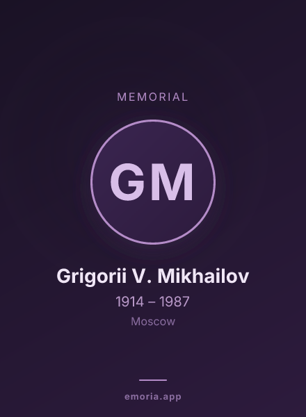 Memorial portrait of Grigorii V. Mikhailov