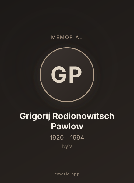 Memorial portrait of Grigorij Rodionowitsch Pawlow