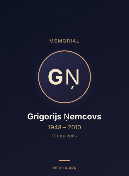 Memorial portrait of Grigorijs Ņemcovs