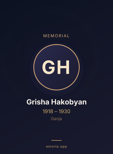Memorial portrait of Grisha Hakobyan