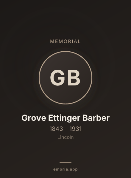 Memorial portrait of Grove Ettinger Barber