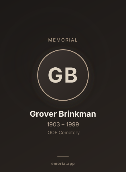 Memorial portrait of Grover Brinkman