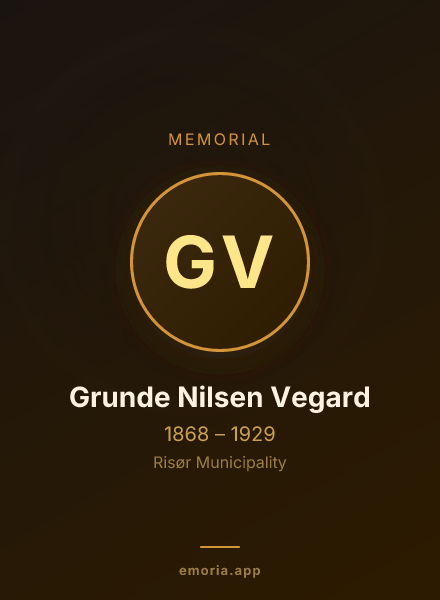 Memorial portrait of Grunde Nilsen Vegard