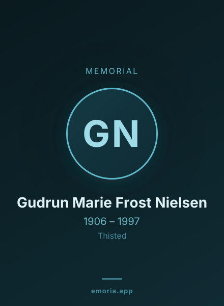 Memorial portrait of Gudrun Marie Frost Nielsen
