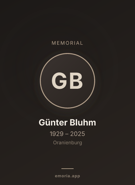 Memorial portrait of Günter Bluhm