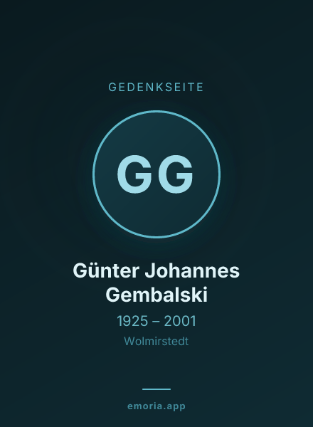Gedenkportrait von Günter Johannes Gembalski