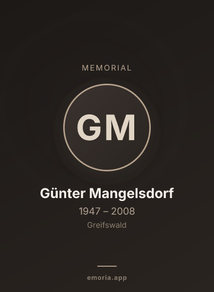 Memorial portrait of Günter Mangelsdorf