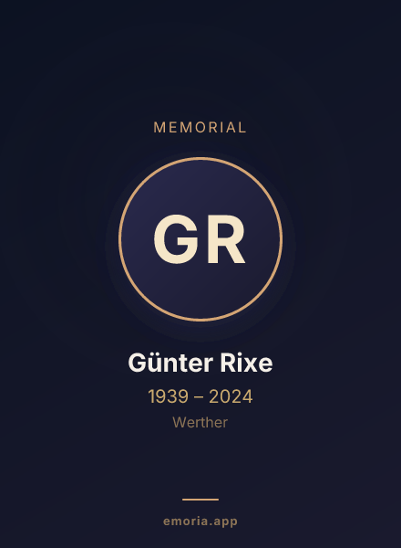Memorial portrait of Günter Rixe
