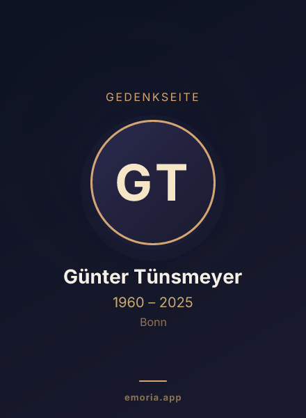 Gedenkportrait von Günter Tünsmeyer