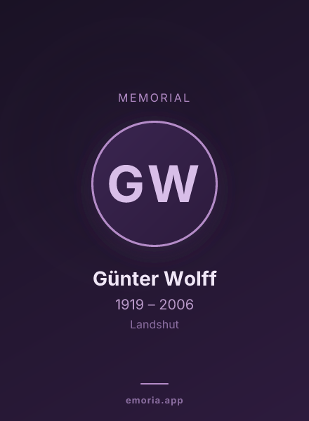 Memorial portrait of Günter Wolff