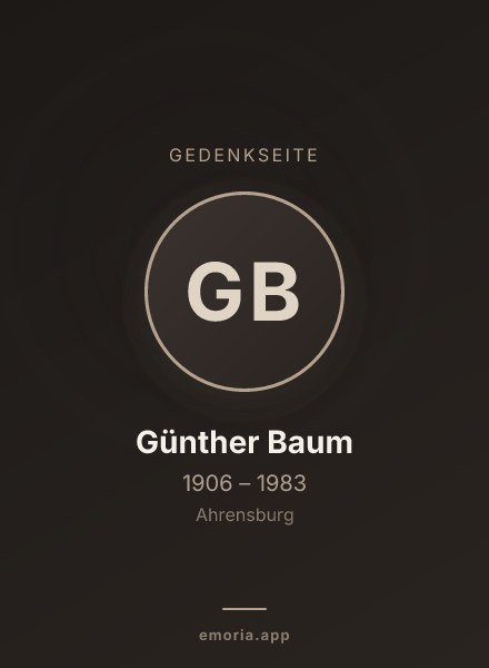 Gedenkportrait von Günther Baum