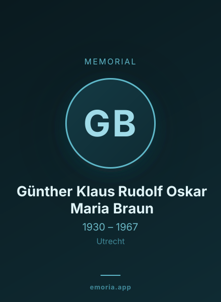 Memorial portrait of Günther Klaus Rudolf Oskar Maria Braun
