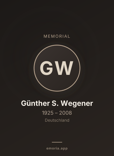 Memorial portrait of Günther S. Wegener