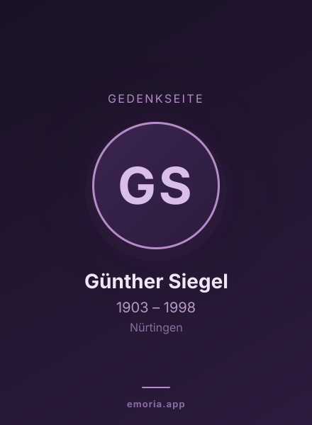 Gedenkportrait von Günther Siegel