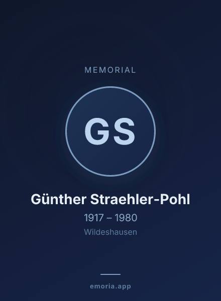 Memorial portrait of Günther Straehler-Pohl