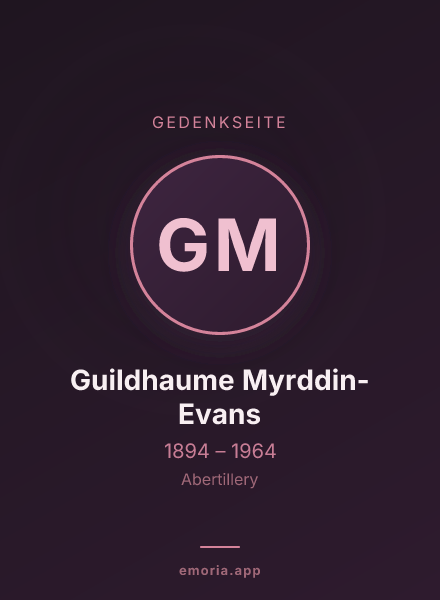 Gedenkportrait von Guildhaume Myrddin-Evans