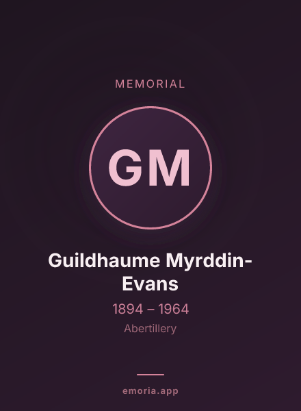 Memorial portrait of Guildhaume Myrddin-Evans