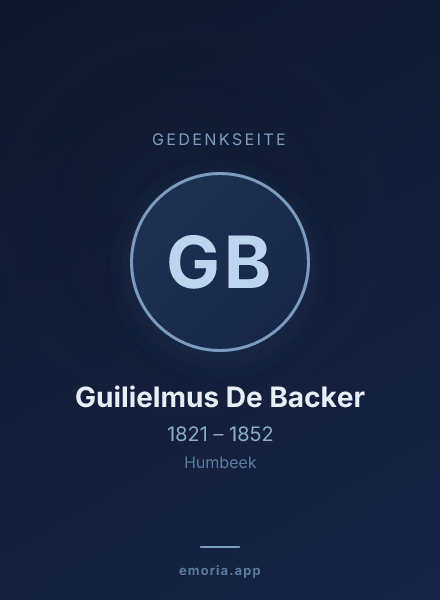 Gedenkportrait von Guilielmus De Backer