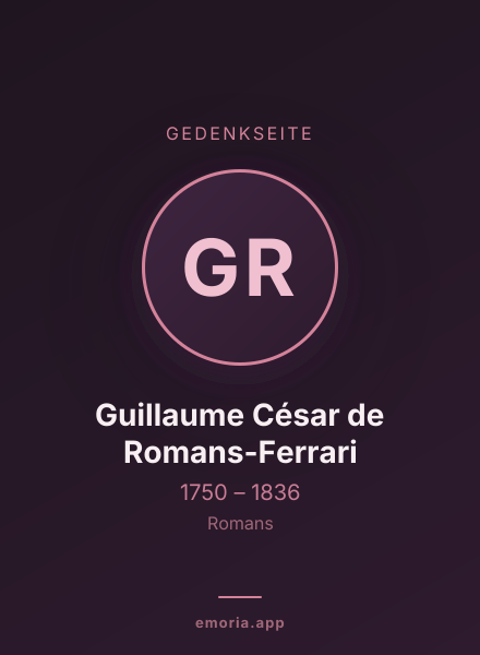Gedenkportrait von Guillaume César de Romans-Ferrari