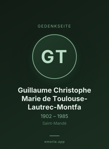 Gedenkportrait von Guillaume Christophe Marie de Toulouse-Lautrec-Montfa