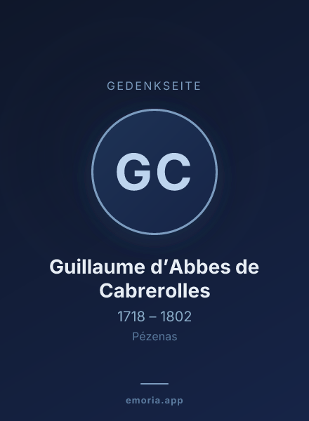 Gedenkportrait von Guillaume d’Abbes de Cabrerolles
