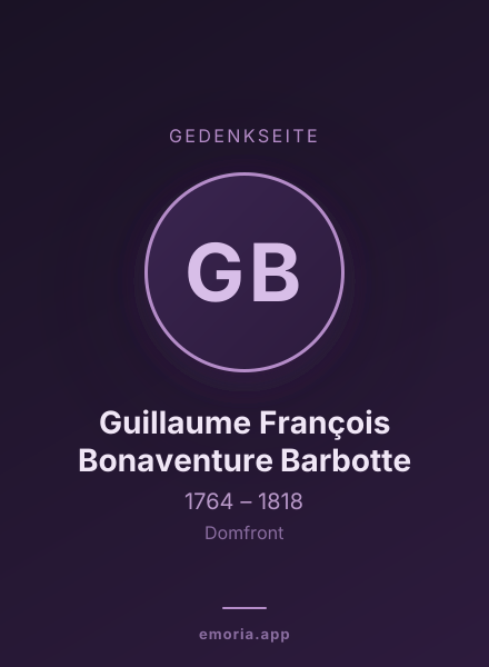 Gedenkportrait von Guillaume François Bonaventure Barbotte
