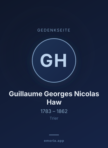 Gedenkportrait von Guillaume Georges Nicolas Haw