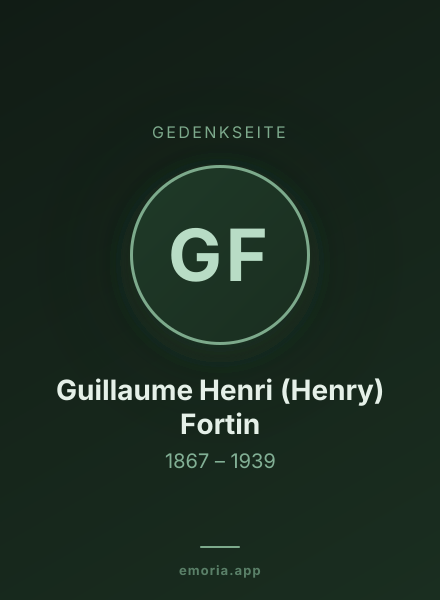 Gedenkportrait von Guillaume Henri (Henry) Fortin